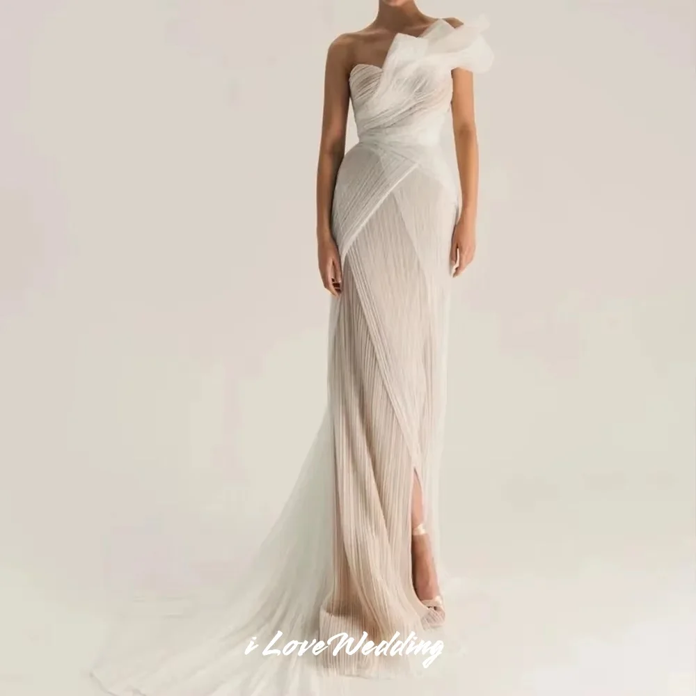 White One Shoulder Evening Dress 2025 Sleeveless Pleated Backless Mermaid Side Split Sweep Train Wedding Party Dress Customized
White One Shoulder Evening Dress 2025 Sleeveless Pleated Backless Mermaid Side Split Sweep Train Wedding Party Dress Customized