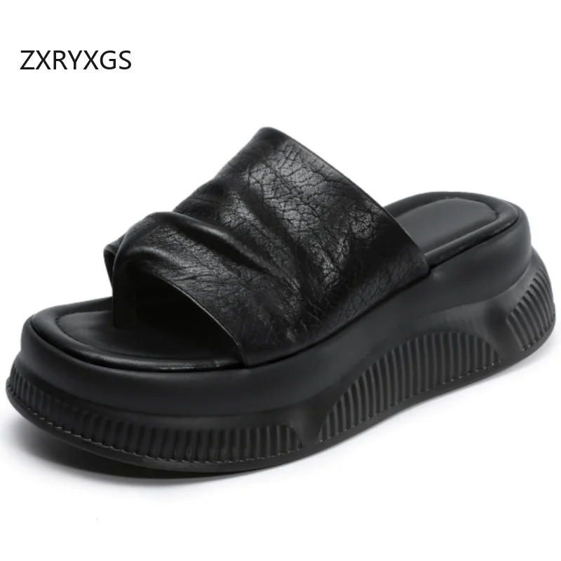 ZXRYXGS Head Layer Cowhide Flip Flops Platform Shoes Wedges Heighten Slippers 2026 Real Leather Folds Summer Women Slippers Tide
ZXRYXGS Head Layer Cowhide Flip Flops Platform Shoes Wedges Heighten Slippers 2026 Real Leather Folds Summer Women Slippers Tide
