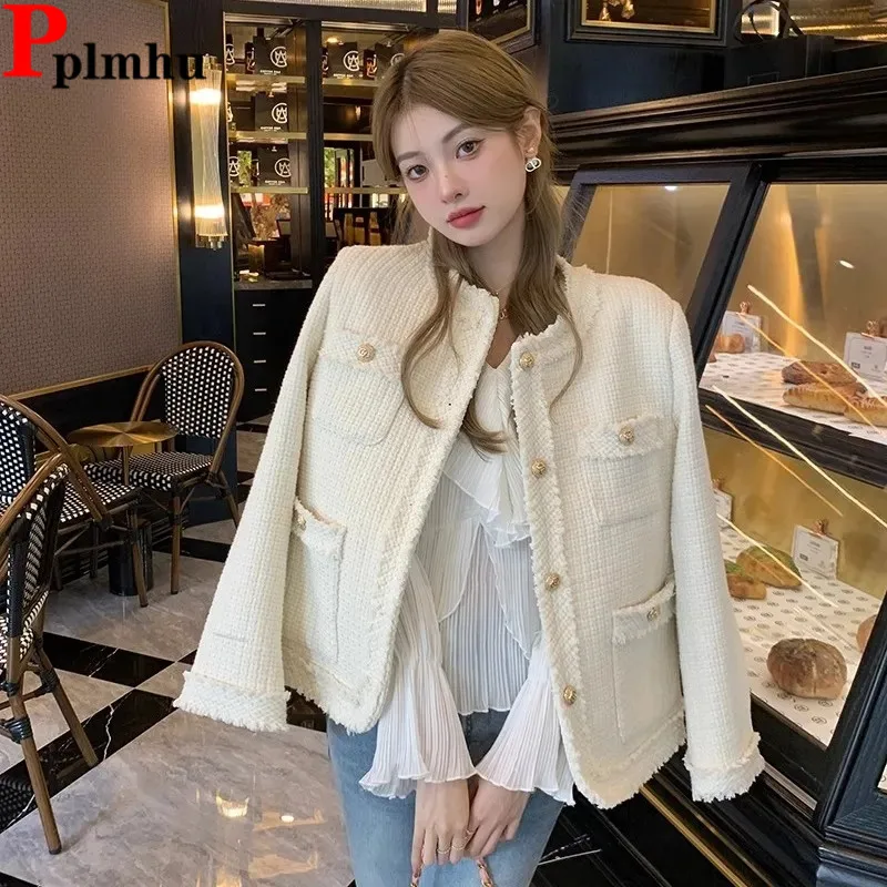 Elegant Tweed Woolen Slim Jackets Vintage Single Breasted Jaqueta Korean Fashion Chaquetas Coats Women Spring Fall Casacas
Elegant Tweed Woolen Slim Jackets Vintage Single Breasted Jaqueta Korean Fashion Chaquetas Coats Women Spring Fall Casacas