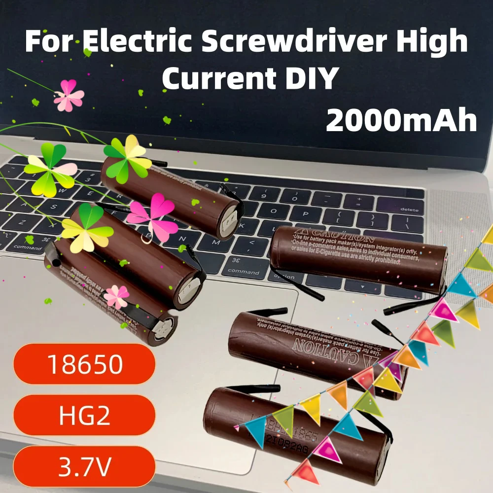 For Power Tools DIY Projects 18650 HG2 Original Battery 2000mAh 3.7V High Drain Rechargeable Battery With Nickel Strips
For Power Tools DIY Projects 18650 HG2 Original Battery 2000mAh 3.7V High Drain Rechargeable Battery With Nickel Strips