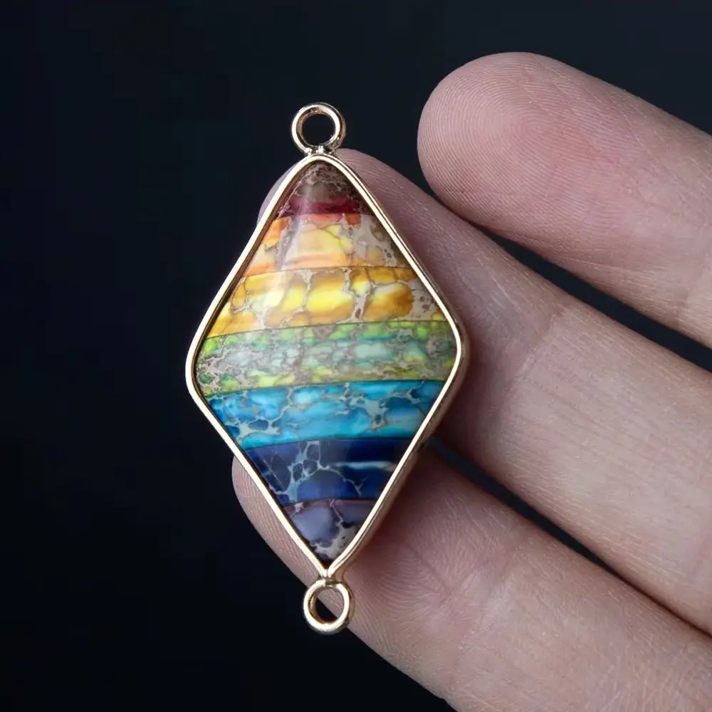 1PC 22x40mm Natural Stone Lozenge Pendant Imperial Stone Seven Colors Double Hole Connecter DIY Jewelry Accessories
1PC 22x40mm Natural Stone Lozenge Pendant Imperial Stone Seven Colors Double Hole Connecter DIY Jewelry Accessories