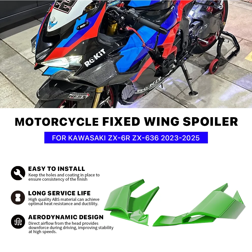 Motorcycle Front Aerodynamic Fixed Wing Spoiler For KAWASAKI ZX-6R ZX6R ZX-636 ZX636 2023-2025 Wing aileron side Winglet Fairing
Motorcycle Front Aerodynamic Fixed Wing Spoiler For KAWASAKI ZX-6R ZX6R ZX-636 ZX636 2023-2025 Wing aileron side Winglet Fairing