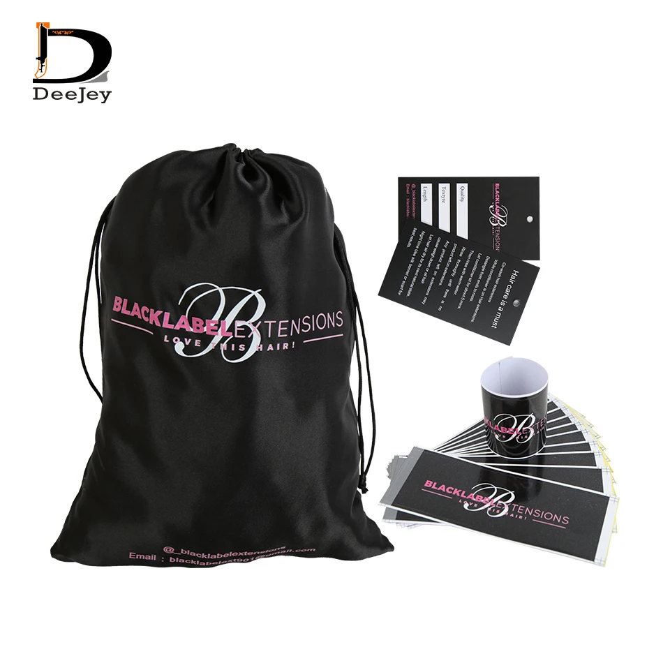 Custom logo Virgin hair budles wigs extension packaging storage satin bag, paper tag and wrapping stickers packing set
Custom logo Virgin hair budles wigs extension packaging storage satin bag, paper tag and wrapping stickers packing set
