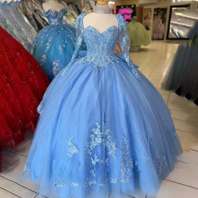Блестящее синее милое платье Quinceanera по индивидуальному заказу для девочек, халат Quinceanera Rouge со съемными рукавами и бантом, с длинными рукавами
Блестящее синее милое платье Quinceanera по индивидуальному заказу для девочек, халат Quinceanera Rouge со съемными рукавами и бантом, с длинными рукавами
