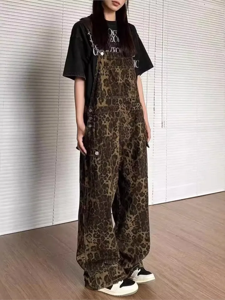 Lady Overalls Streetwear Casual Overalls Pants Girls Leopard Print Baggy Denim Trouserse Female Chic High Waisted Jumpsuit Jeans
Lady Overalls Streetwear Casual Overalls Pants Girls Leopard Print Baggy Denim Trouserse Female Chic High Waisted Jumpsuit Jeans