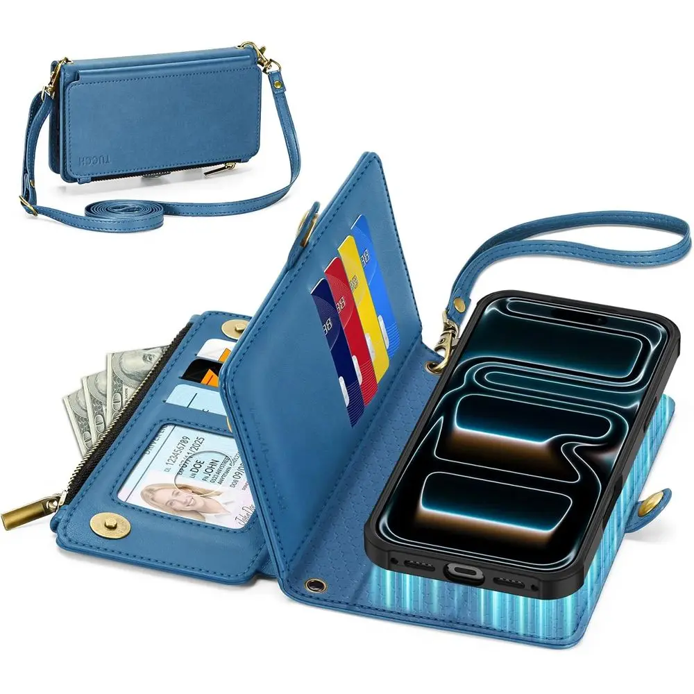 Magnetic Stand Crossbody Wallet Case for iPhone 17 Pro Max 6.9 2025, Wireless Charge, RFID, 10 Card Slots, Lanyard & Strap, Zip
Magnetic Stand Crossbody Wallet Case for iPhone 17 Pro Max 6.9 2025, Wireless Charge, RFID, 10 Card Slots, Lanyard & Strap, Zip