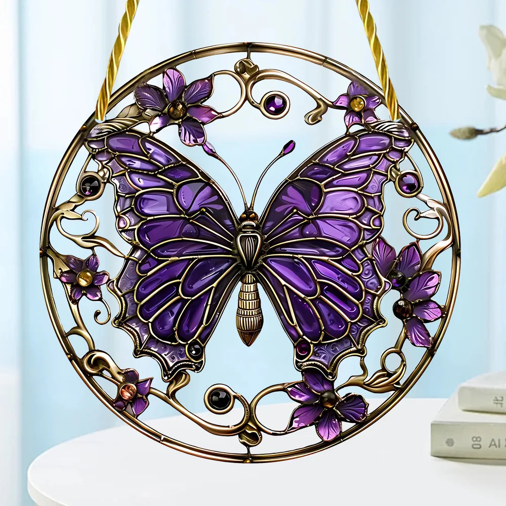 Purple butterfly hanging jewelry stained glass signage women's gift holiday decoration pendant
Purple butterfly hanging jewelry stained glass signage women's gift holiday decoration pendant