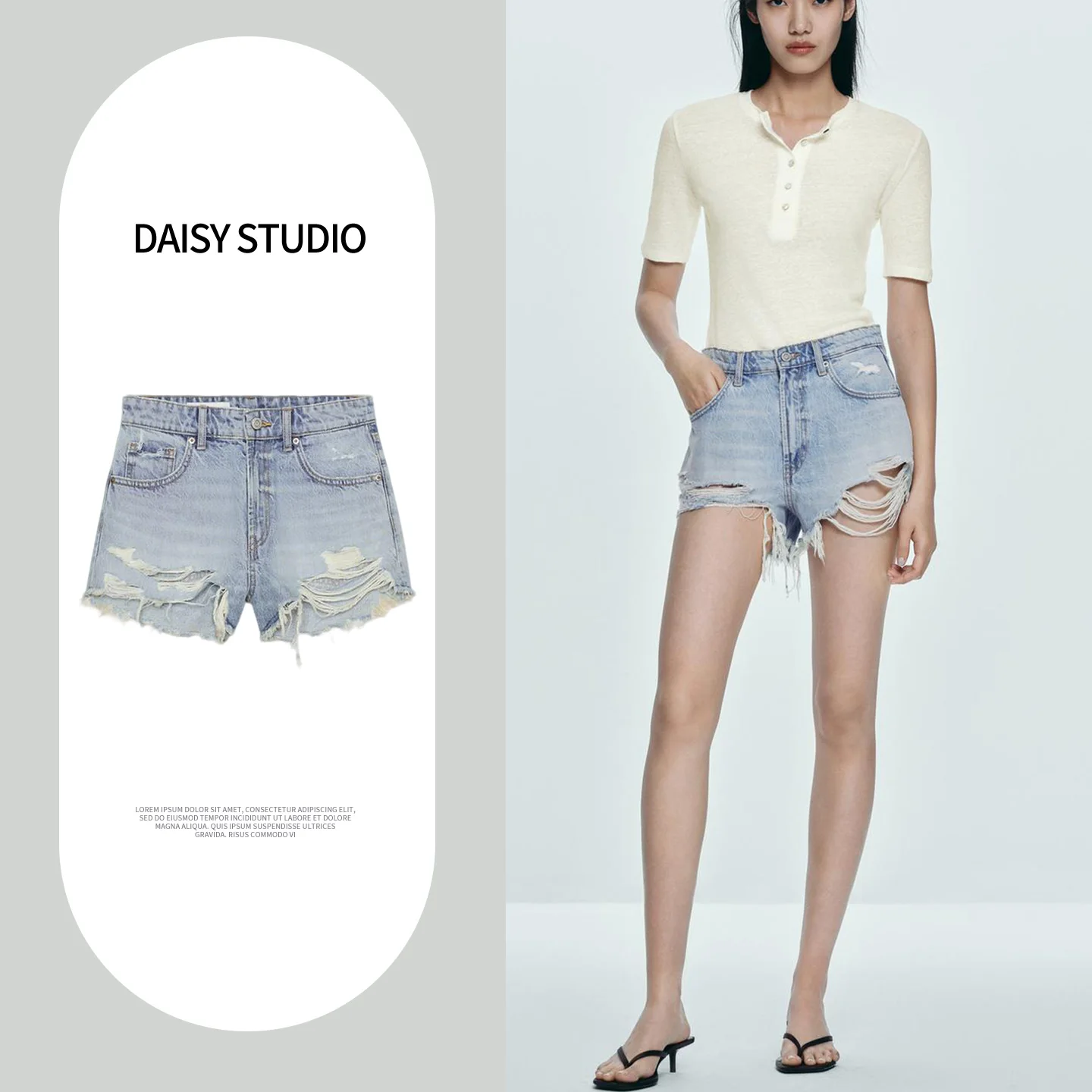 High Waist Metal Button Zipper Ripped Denim Shorts Women's Summer New Arrival Straight Leg High Waist Polyester Fiber Shorts
High Waist Metal Button Zipper Ripped Denim Shorts Women's Summer New Arrival Straight Leg High Waist Polyester Fiber Shorts