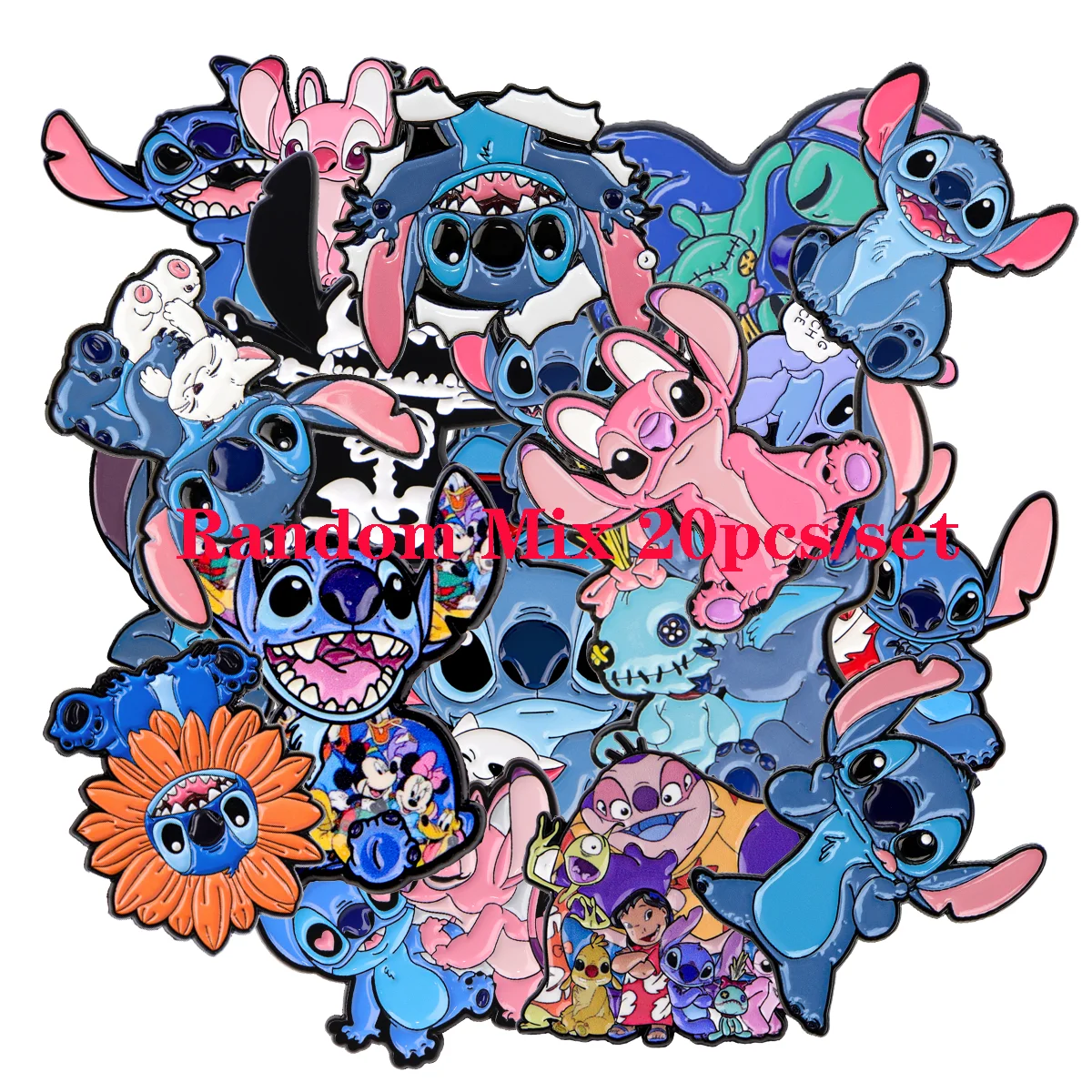 Random Mix 20pcs/set Stitch Series Enamel Pin Eleves Brooches Badge on Backpack Accessories Fashion Jewelry Gifts for Friends
Random Mix 20pcs/set Stitch Series Enamel Pin Eleves Brooches Badge on Backpack Accessories Fashion Jewelry Gifts for Friends