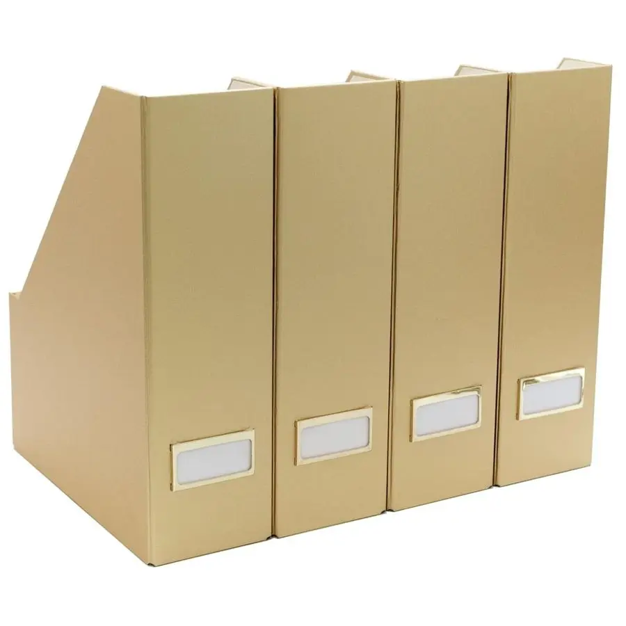 Gold Cardboard Magazine File Holder Set of 4 Vertical Magazine File Holder for Shelves Standing File Holder Desk Organizer
Gold Cardboard Magazine File Holder Set of 4 Vertical Magazine File Holder for Shelves Standing File Holder Desk Organizer