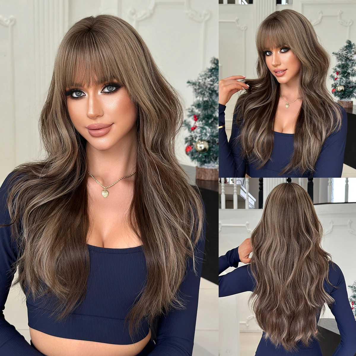 NAMM New Fashion Long Wavy Brown Wig Natural Looking High Quality Fiber Synthetic Wig for Women Daily Use
NAMM New Fashion Long Wavy Brown Wig Natural Looking High Quality Fiber Synthetic Wig for Women Daily Use