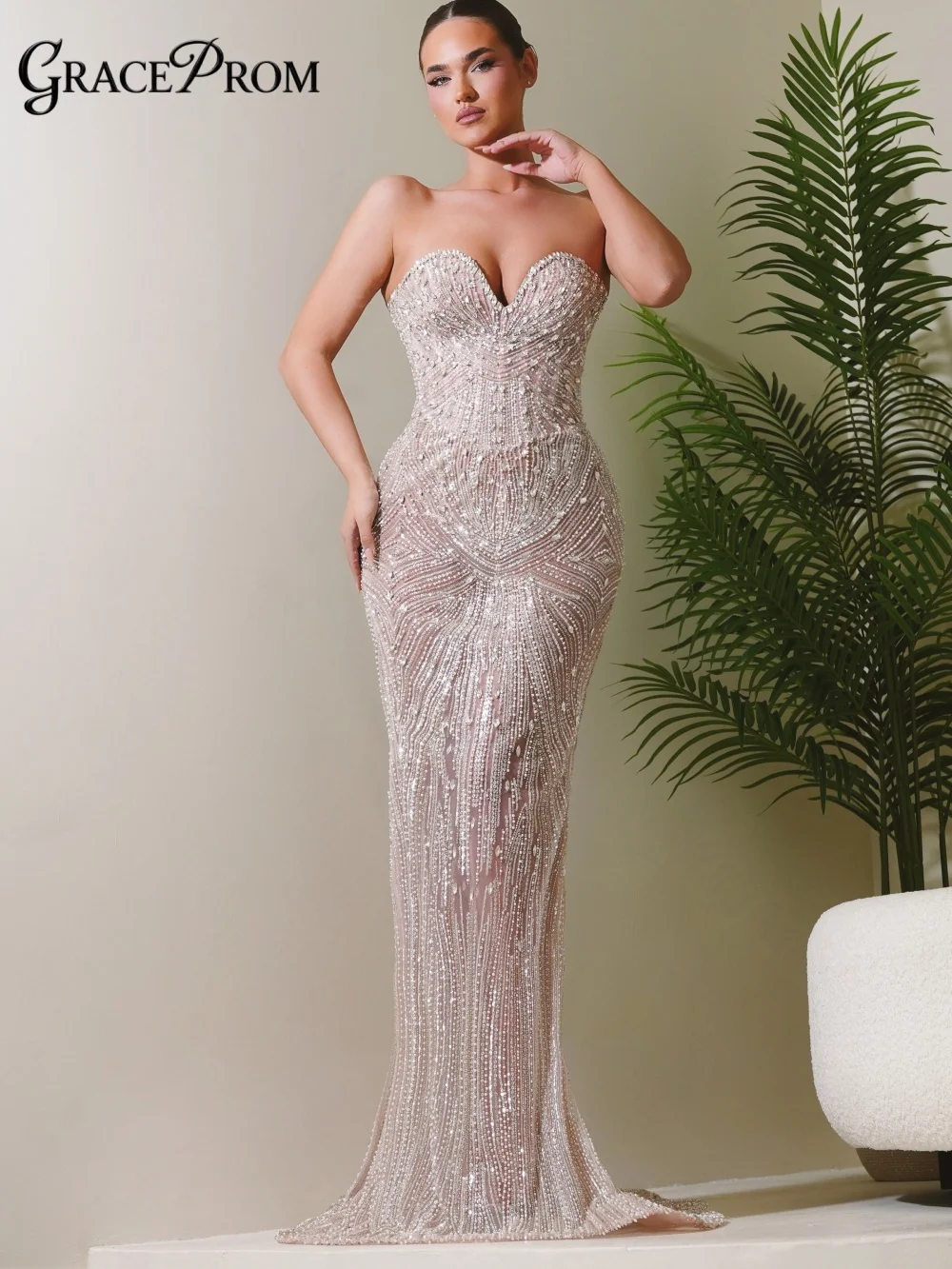 Dazzling Blush Pink Strapless Sweetheart Evening Gown Dreamy Crystal Sheer Corset Party Dress for Wedding Guests فساتين سهرة
Dazzling Blush Pink Strapless Sweetheart Evening Gown Dreamy Crystal Sheer Corset Party Dress for Wedding Guests فساتين سهرة