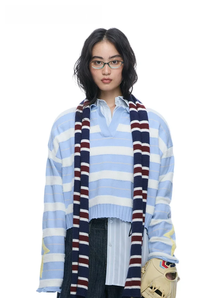 Casual Stripe Ne Sweater ort Length Women's irt Star Pattern Knitted Top MOF Girl Ziyu Friendly Museum Brand
Casual Stripe Ne Sweater ort Length Women's irt Star Pattern Knitted Top MOF Girl Ziyu Friendly Museum Brand