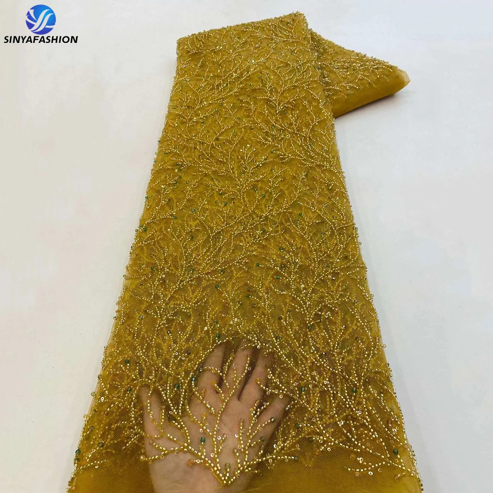 Sinya Rich Beads African Lace Fabric 2024 High Quality Gold Nigerian French Net Lace Luxury Bridal Wedding Beaded Lace Dress Sew
Sinya Rich Beads African Lace Fabric 2024 High Quality Gold Nigerian French Net Lace Luxury Bridal Wedding Beaded Lace Dress Sew