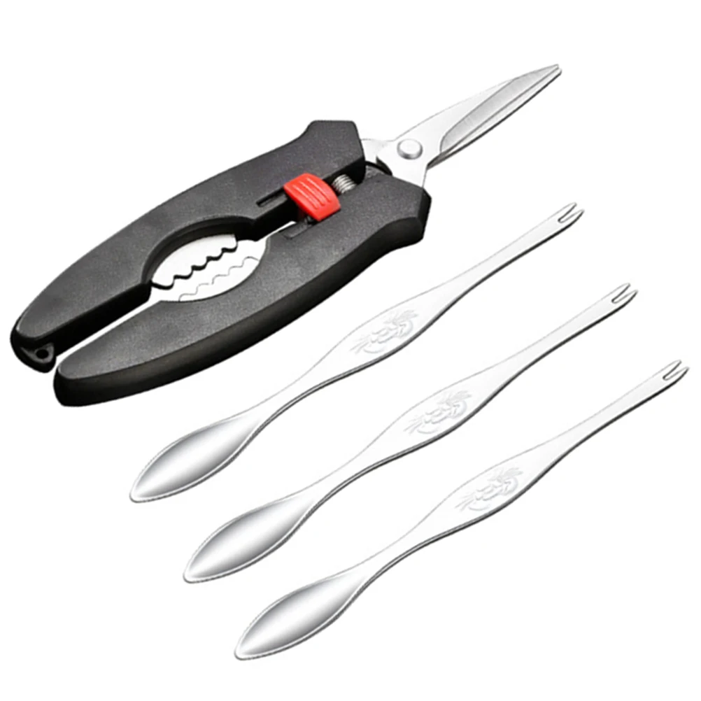 4pcs Crab Peeling Tool Set Spring Scissors Picks Kitchen Gadgets Black Color Lobster Claw Crackers Hard Shells Efficient
4pcs Crab Peeling Tool Set Spring Scissors Picks Kitchen Gadgets Black Color Lobster Claw Crackers Hard Shells Efficient