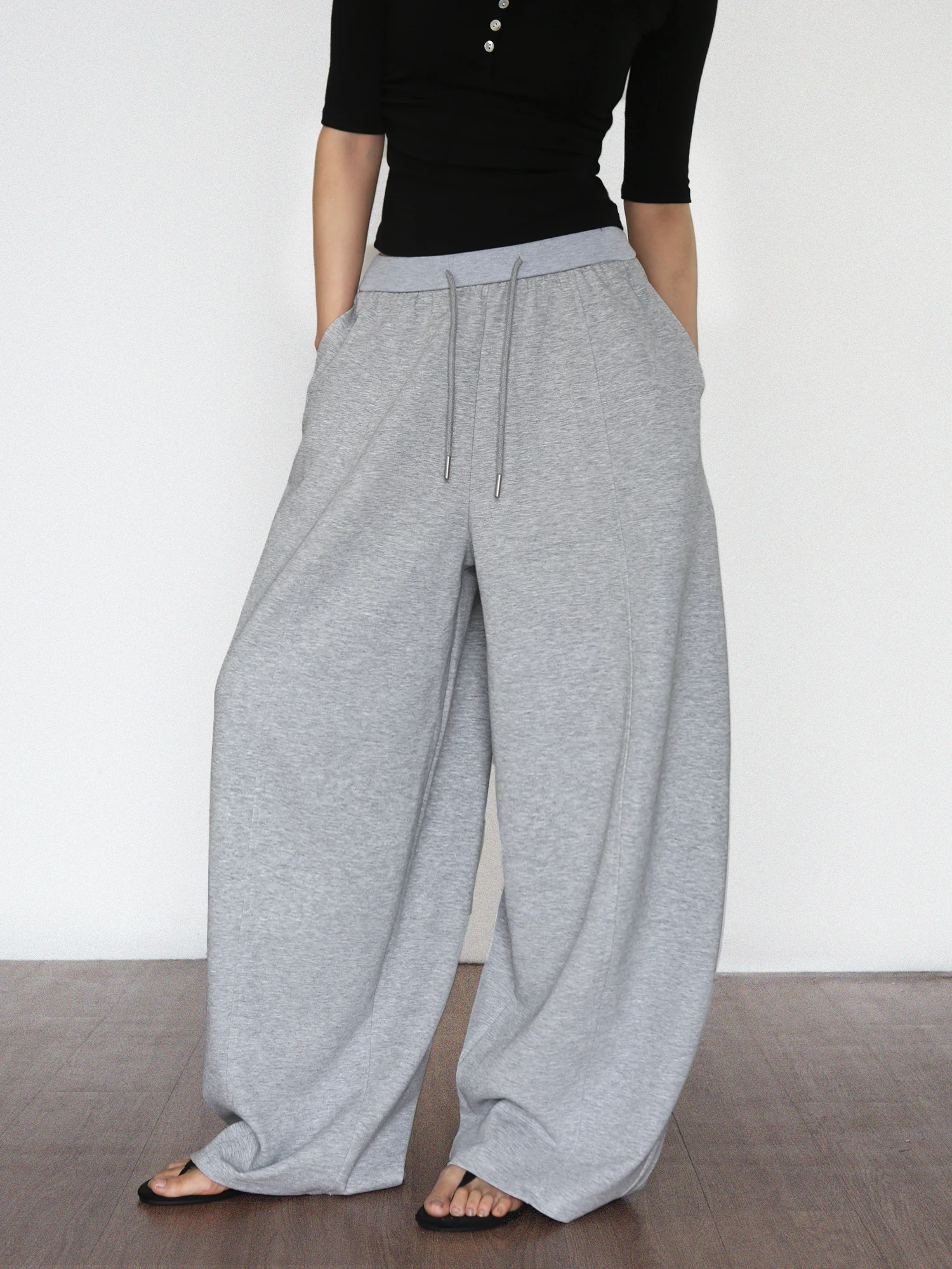 Sanovis Summer Thin Anti-Wrinkle Grey Sweatpants Elastic Waist Drawstring Wide Leg Pants Casual Pure Color Elastic Cotton Blend
Sanovis Summer Thin Anti-Wrinkle Grey Sweatpants Elastic Waist Drawstring Wide Leg Pants Casual Pure Color Elastic Cotton Blend