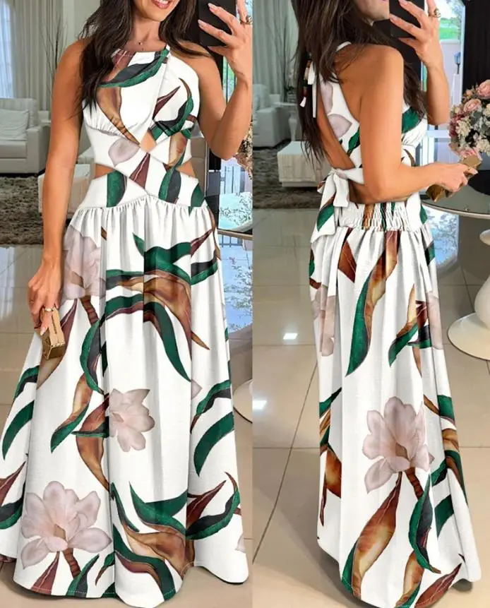 Women's Dress 2025 Spring Summer Latest Printed Off Shoulder Cross Shirt Large Maxi Dress Casual Hollow A-Line Casual Long Skirt
Women's Dress 2025 Spring Summer Latest Printed Off Shoulder Cross Shirt Large Maxi Dress Casual Hollow A-Line Casual Long Skirt