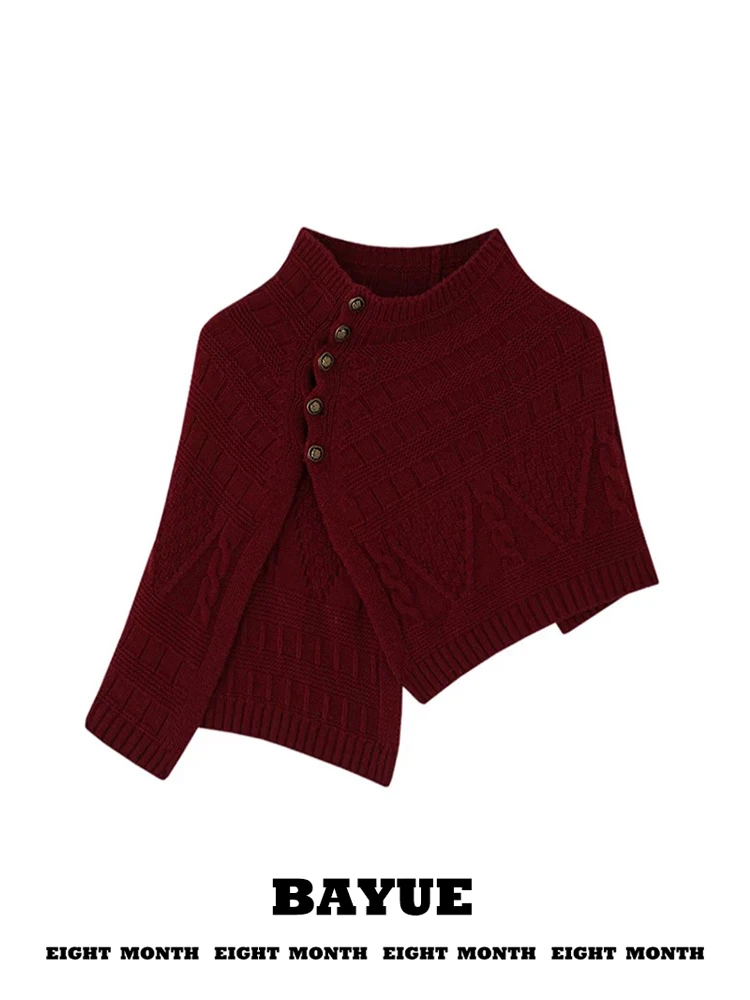 Red New Year Women's Shawl Half High Collar Coat Short Style Asymmetrical Slit Knitted Sweater Outerwear Winter Fashion Acces...
Red New Year Women's Shawl Half High Collar Coat Short Style Asymmetrical Slit Knitted Sweater Outerwear Winter Fashion Acces...
