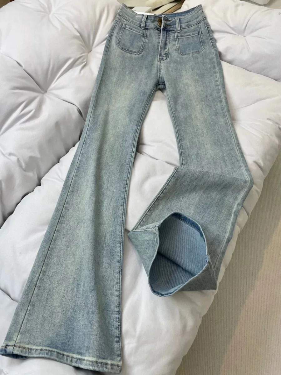 American Style High Waist Bell Bottom Jeans Women's Spring Summer Slimming Long Leggings Distressed Denim Pants Straight Fit
American Style High Waist Bell Bottom Jeans Women's Spring Summer Slimming Long Leggings Distressed Denim Pants Straight Fit