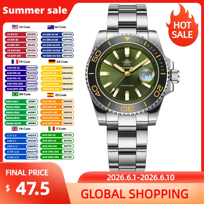 ADDIESDIVE Vintage Men Watch Ceramic Bezel Quartz Wristwatch BGW9 Ultra-Bright Luminous 200m Waterproof Stainless Steel Watches
ADDIESDIVE Vintage Men Watch Ceramic Bezel Quartz Wristwatch BGW9 Ultra-Bright Luminous 200m Waterproof Stainless Steel Watches