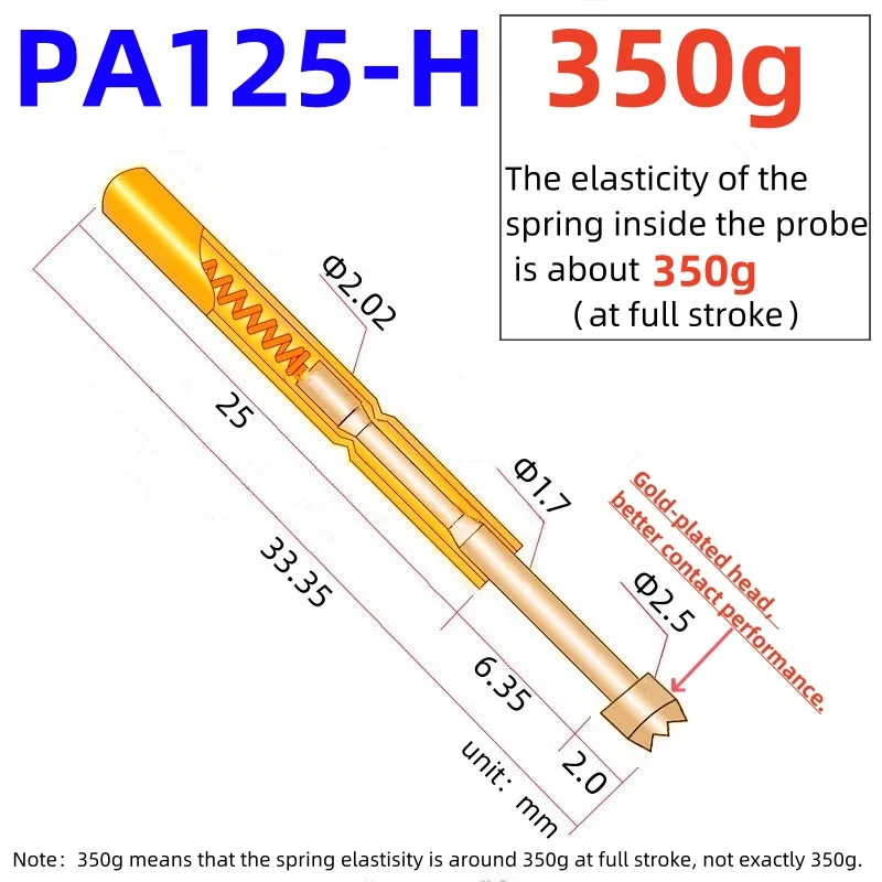 20/100PCS SpringTest Pin PA125-H 33.35mm 2.02mm 9-claw Tip Head 2.50mm Needle SpringTest Probe P125-H2 Pogo PinP125-H 350g Force
20/100PCS SpringTest Pin PA125-H 33.35mm 2.02mm 9-claw Tip Head 2.50mm Needle SpringTest Probe P125-H2 Pogo PinP125-H 350g Force