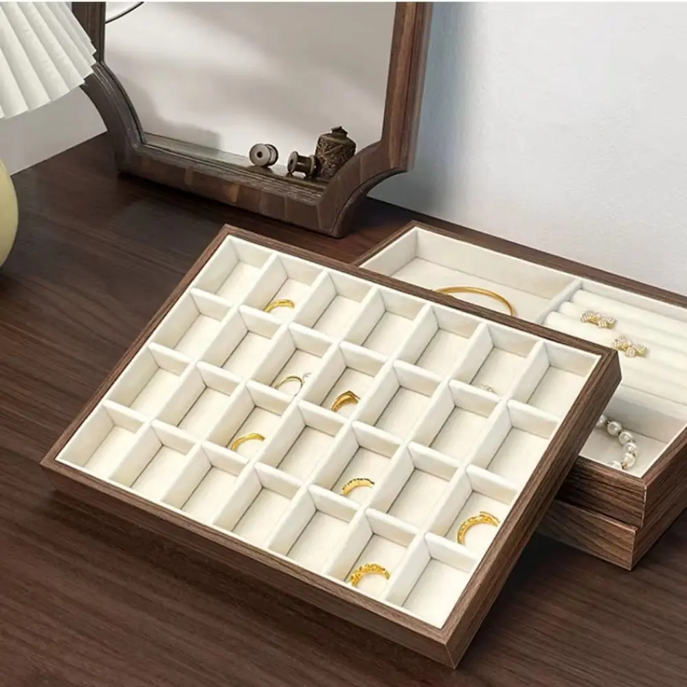 Multi-Compartment Wooden Jewelry Display Tray Solid Wood Velvet Lining Earrings Storage Holder Large Capacity Flat Bottom
Multi-Compartment Wooden Jewelry Display Tray Solid Wood Velvet Lining Earrings Storage Holder Large Capacity Flat Bottom