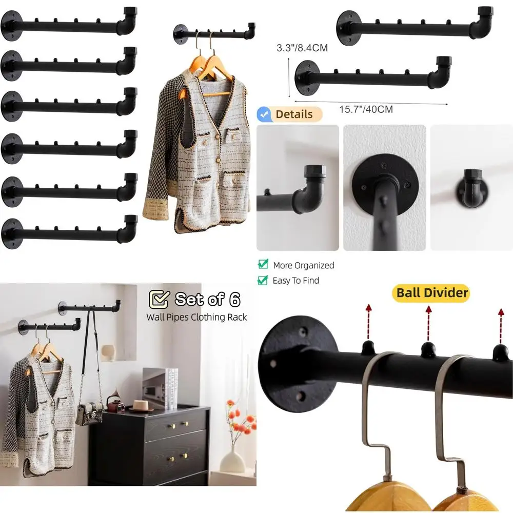 Настенная вешалка для одежды из прочного металла, 6 крючков, для хранения одежды в индустриальном стиле
Настенная вешалка для одежды из прочного металла, 6 крючков, для хранения одежды в индустриальном стиле