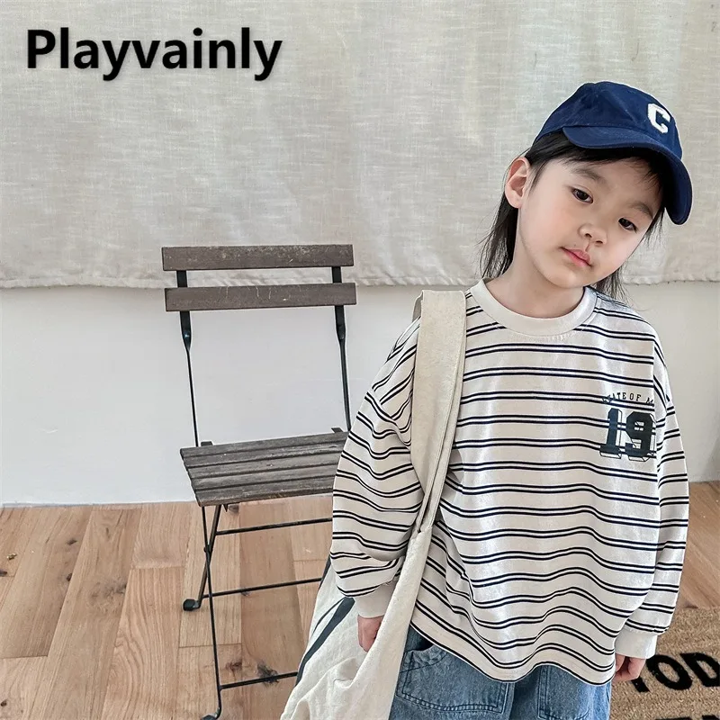 New Spring Autumn Children Long Sleeve T-shirt Blue Coffee Stripe Round Neck Casual Sweatshirts Kids Boy and Girl Clothes A3056
New Spring Autumn Children Long Sleeve T-shirt Blue Coffee Stripe Round Neck Casual Sweatshirts Kids Boy and Girl Clothes A3056