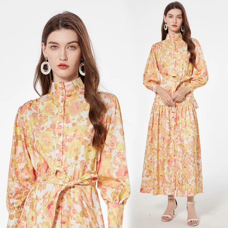 Real Shot, осенне-зимнее новое длинное платье во французском нежном стиле, однобортное дизайнерское платье с воротником-стойкой и принтом
Real Shot, осенне-зимнее новое длинное платье во французском нежном стиле, однобортное дизайнерское платье с воротником-стойкой и принтом