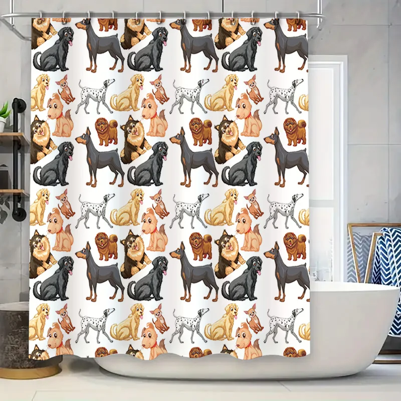 Очаровательная занавеска для душа с рисунком собаки для декора ванной комнаты, многоцветный дизайн, аксессуары для дома, украшение 
Очаровательная занавеска для душа с рисунком собаки для декора ванной комнаты, многоцветный дизайн, аксессуары для дома, украшение
