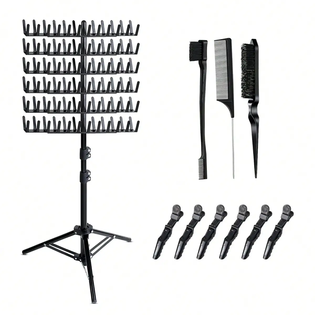 1pc Braiding Hair Stand Metal Hair Extension Stand Height Adjustable Braiding Stand Braiding Stand With Hair Braiding Tools Braiding Hair Separation Stand For Hair Salon Home Travel Plus 3pcs Smooth Back Hair Brush Set With Edge Brush, Bristle Brush, Rat
1pc Braiding Hair Stand Metal Hair Extension Stand Height Adjustable Braiding Stand Braiding Stand With Hair Braiding Tools Braiding Hair Separation Stand For Hair Salon Home Travel Plus 3pcs Smooth Back Hair Brush Set With Edge Brush, Bristle Brush, Rat