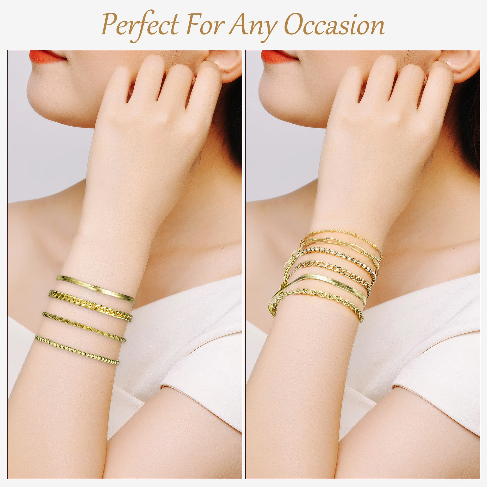 8Pcs Bracelet Set for Women Girls Fashion Adjustable Chain Bracelets Layered Style Golden Bracelets for Engagements
8Pcs Bracelet Set for Women Girls Fashion Adjustable Chain Bracelets Layered Style Golden Bracelets for Engagements