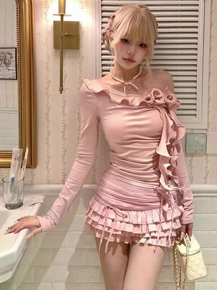 Y2K Aesthetic 2 Pieces Set Women Skew Collar 3D Flower Grunge T-Shirt + Y2K Aesthetic Mini Ruffle Skirts Cute Kawaii Outfits
Y2K Aesthetic 2 Pieces Set Women Skew Collar 3D Flower Grunge T-Shirt + Y2K Aesthetic Mini Ruffle Skirts Cute Kawaii Outfits