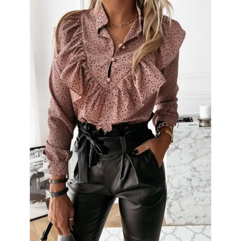 Long Sleeve Women's Shirt Ruffle Print Commute Style Cotton Fabric Women's Premium Quality Shirt Letter Pattern No Stretch
Long Sleeve Women's Shirt Ruffle Print Commute Style Cotton Fabric Women's Premium Quality Shirt Letter Pattern No Stretch