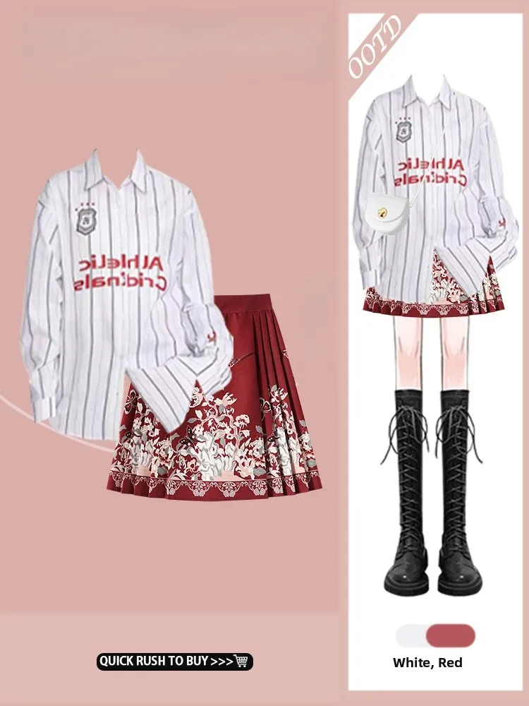 Early Autumn American Sle Loose Casual Striped irt And Skirt Set Two Pieces Color Colion Design Sense Ethnic Sle
Early Autumn American Sle Loose Casual Striped irt And Skirt Set Two Pieces Color Colion Design Sense Ethnic Sle