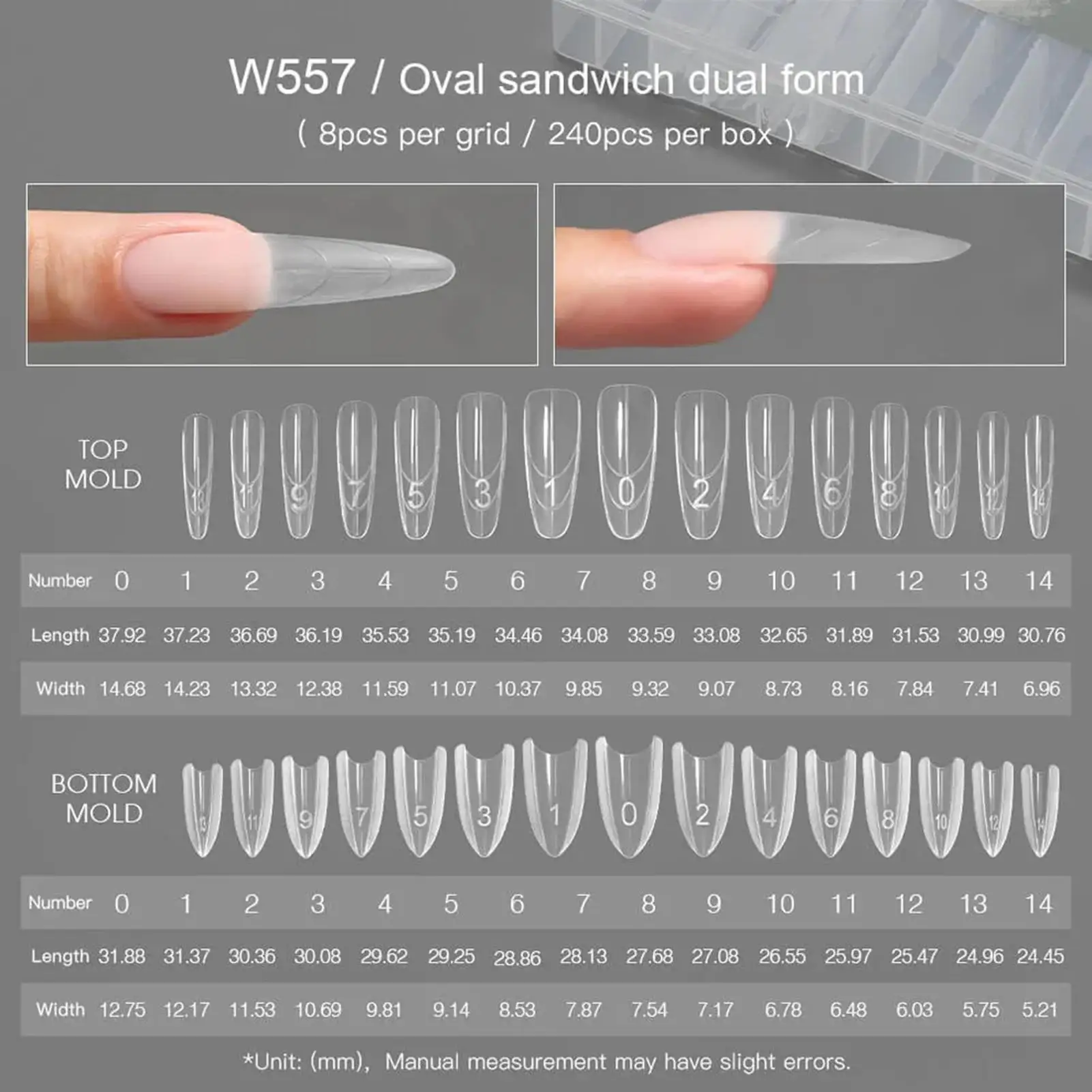 240pcs nail forms Sandwich 2 Nail Form Mold Reusable Full Cover Tips Mold Clear Nail Arting Extension Tool Nail Shaping Tool
240pcs nail forms Sandwich 2 Nail Form Mold Reusable Full Cover Tips Mold Clear Nail Arting Extension Tool Nail Shaping Tool