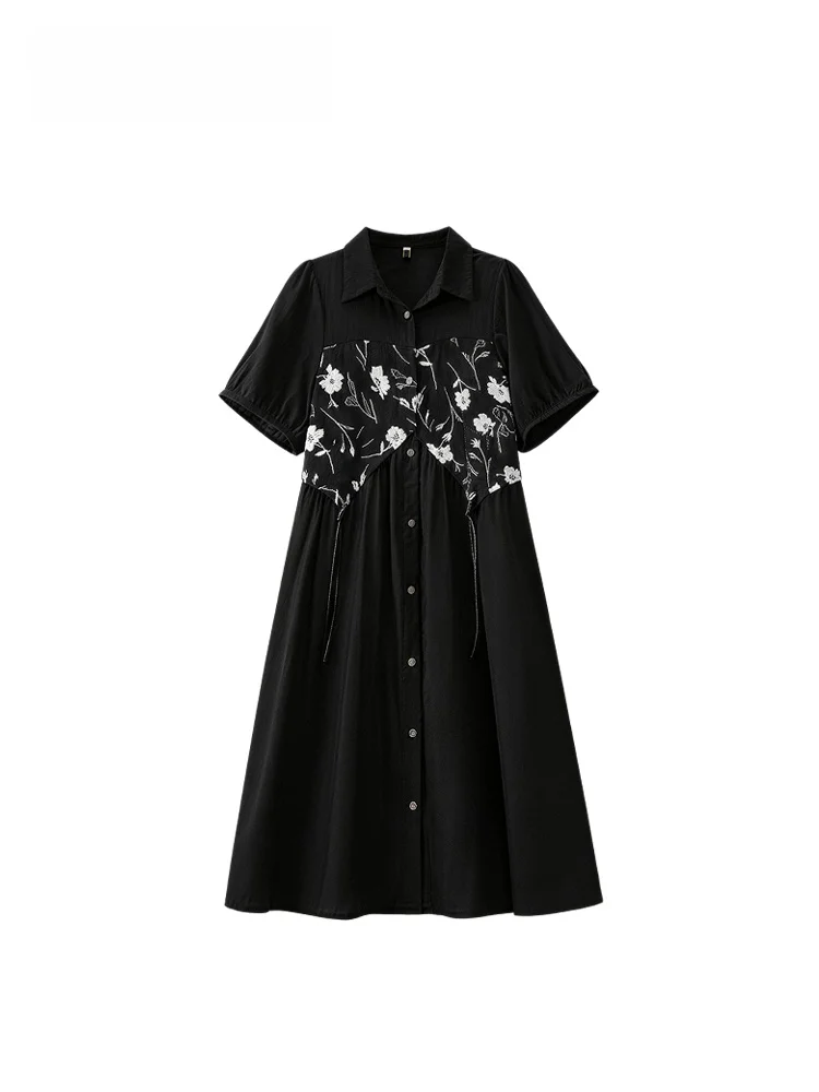 New Chinese Style plus Size Short Sleeve Dress Women Summer Vintage National Style Little Black Dress Casual Fit All Seasons
New Chinese Style plus Size Short Sleeve Dress Women Summer Vintage National Style Little Black Dress Casual Fit All Seasons