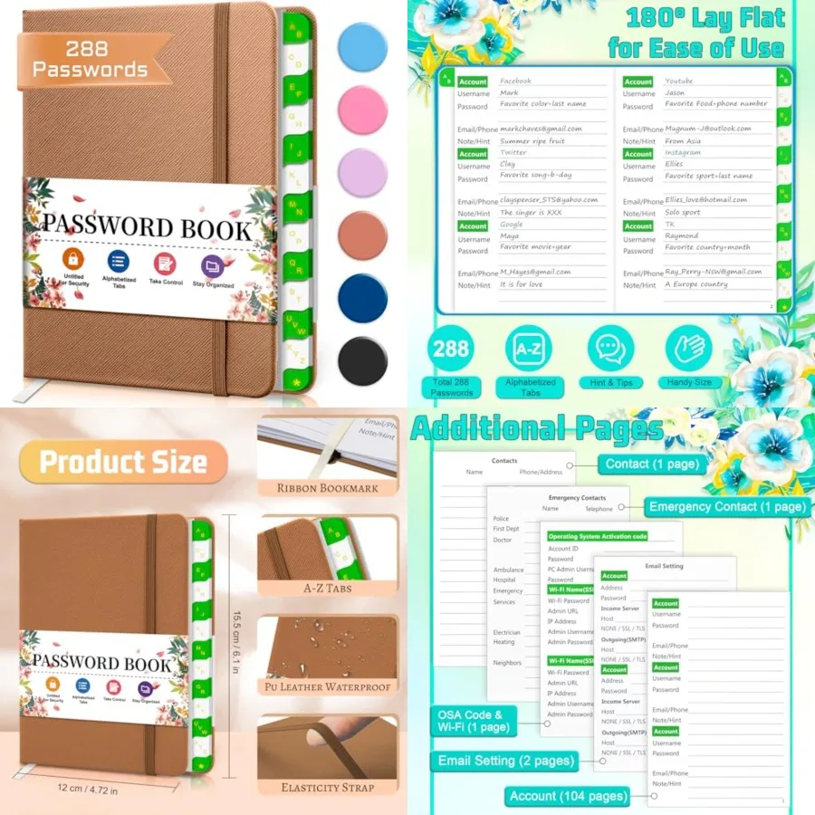 Mini Password Keeper Book with Alphabetical Tabs, 6.1 4.7'', Internet Password Book for Website Logins, Senior-Friendly
Mini Password Keeper Book with Alphabetical Tabs, 6.1 4.7'', Internet Password Book for Website Logins, Senior-Friendly