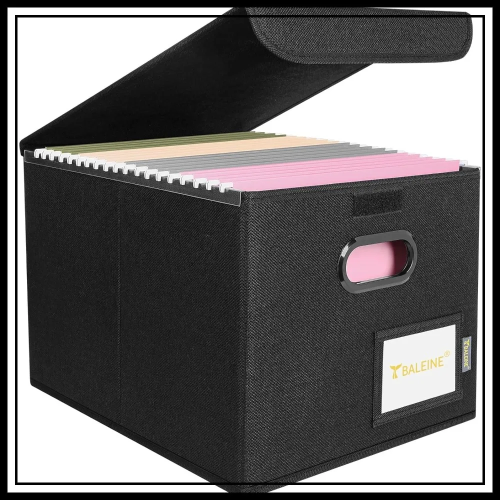 Collapsible File Organizer Box with Lid, Hanging Folder Box for Office Document Storage, Black
Collapsible File Organizer Box with Lid, Hanging Folder Box for Office Document Storage, Black