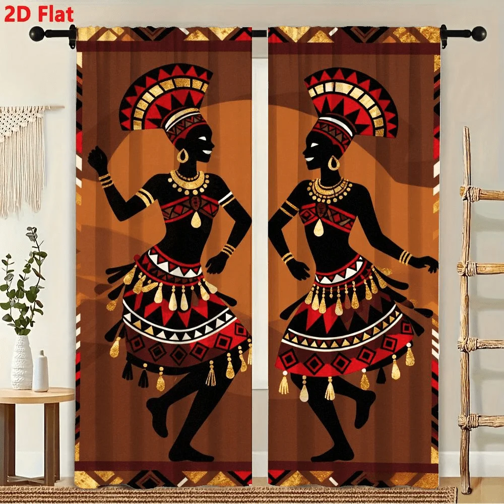 2Pcs Curtains 2D Flat African Traditional Dancers In Patterned Attire With Geometric Borders And Gold Accents Window Drapes for
2Pcs Curtains 2D Flat African Traditional Dancers In Patterned Attire With Geometric Borders And Gold Accents Window Drapes for