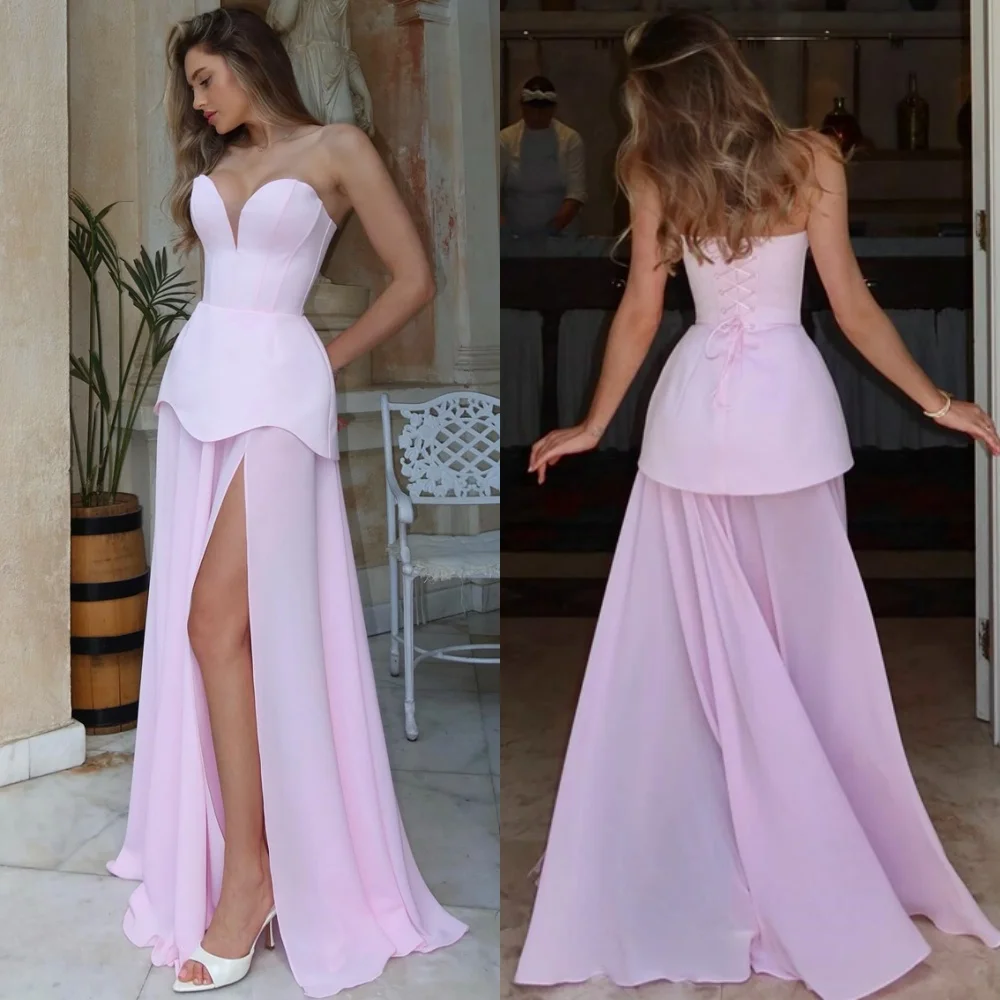 Customized Charming Pink Chiffon Evening Dress Exquisite Strapless Sleeveless Celebrity Gowns Modern Special Occasion Gowns
Customized Charming Pink Chiffon Evening Dress Exquisite Strapless Sleeveless Celebrity Gowns Modern Special Occasion Gowns