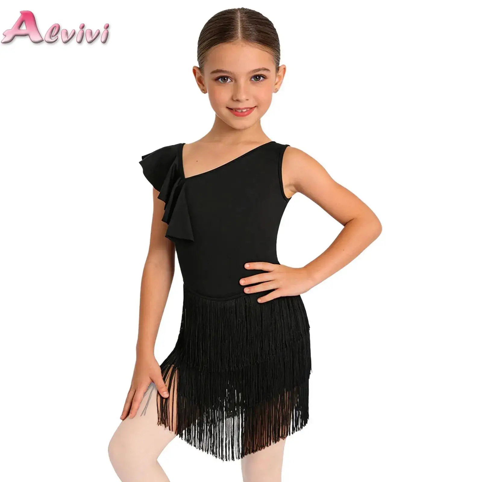 Kids Girls Latin Dance Performance Competition Dress Asymmetrical Ruffle Fringe Dress with Built-in Briefs Ballroom Dance Dress
Kids Girls Latin Dance Performance Competition Dress Asymmetrical Ruffle Fringe Dress with Built-in Briefs Ballroom Dance Dress