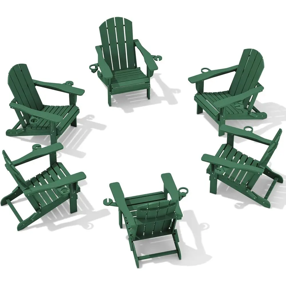 Set of 6 Weather-Resistant HDPE Outdoor Adirondack Chairs with Cup Holders - Green
Set of 6 Weather-Resistant HDPE Outdoor Adirondack Chairs with Cup Holders - Green