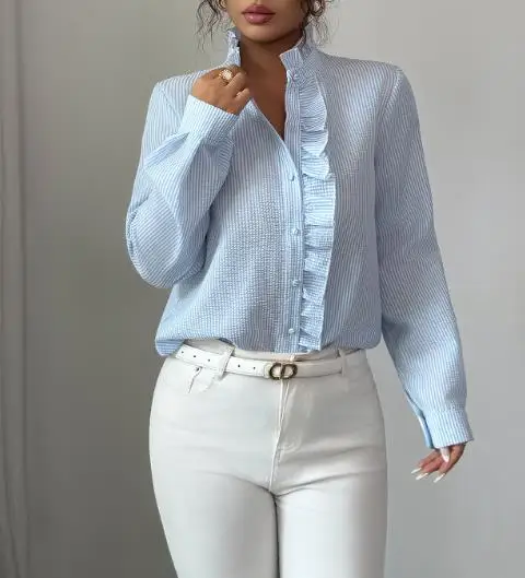 Elegant Long Sleeved Button up Shirt for Women Sophisticated Summer Clothing for Spring And Summer 2025
Elegant Long Sleeved Button up Shirt for Women Sophisticated Summer Clothing for Spring And Summer 2025