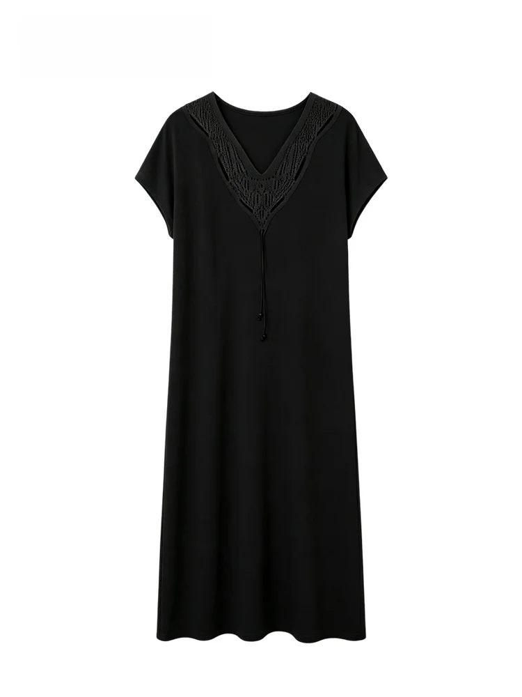 Summer Casual Large Size Women's Dress Short Sleeve Hollow out Meat Covering Knitted Long Dress V-Neck Casual Wear
Summer Casual Large Size Women's Dress Short Sleeve Hollow out Meat Covering Knitted Long Dress V-Neck Casual Wear