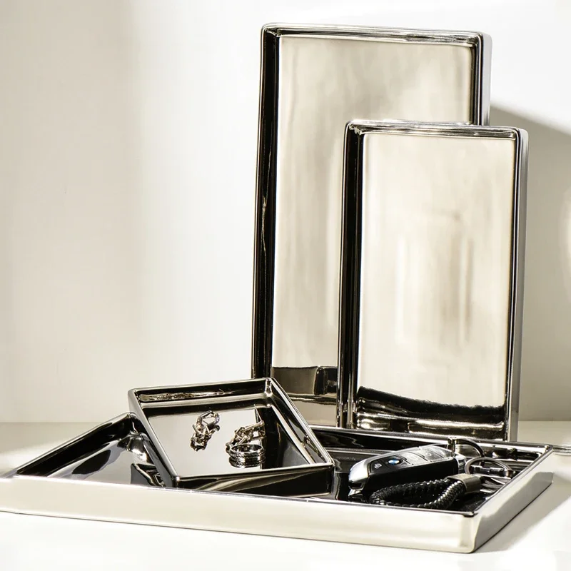 Electroplated Silver Ceramic Tray, Rectangular Jewelry Storage Tray, Living Room Ornament, Home Decor, Affordable Luxury
Electroplated Silver Ceramic Tray, Rectangular Jewelry Storage Tray, Living Room Ornament, Home Decor, Affordable Luxury