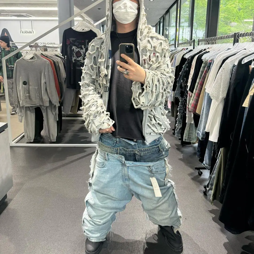 2024 New Arrival PROJECT G/R Brand High-Street Distressed Vintage Hollow Out Wear on both sides Quality Zipper Hoodies Winter
2024 New Arrival PROJECT G/R Brand High-Street Distressed Vintage Hollow Out Wear on both sides Quality Zipper Hoodies Winter