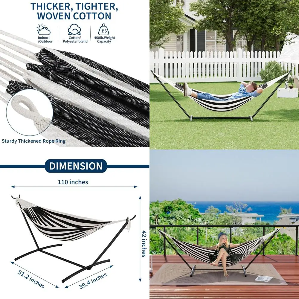 Double Hammock with Steel Stand - 2 Person Hammock Bed Indoor Outdoor, Brazilian-Style, with Carry Bag, 450lb acity, Portable &
Double Hammock with Steel Stand - 2 Person Hammock Bed Indoor Outdoor, Brazilian-Style, with Carry Bag, 450lb acity, Portable &