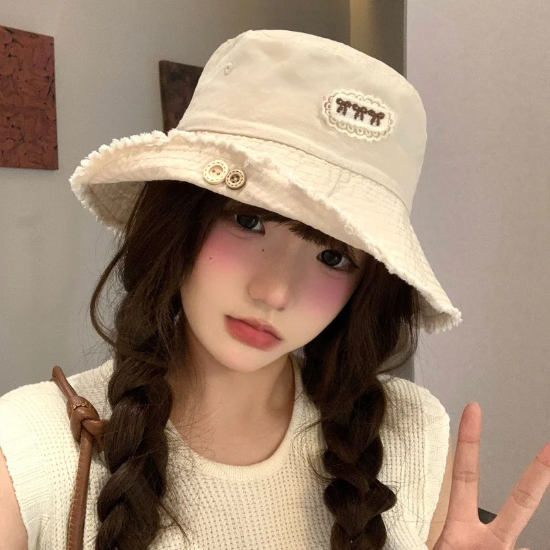Korean Gentle Style Fringed Fisherman Hat New Fabric Button Versatile Sun Visor Hat for Spring Summer Students
Korean Gentle Style Fringed Fisherman Hat New Fabric Button Versatile Sun Visor Hat for Spring Summer Students