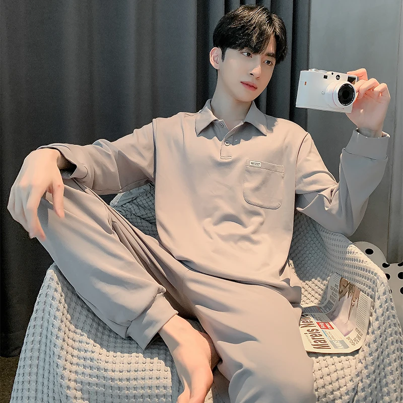 Pajamas men's large size shirt collar spring and autumn knitted cotton long-sleeved casual simple home clothes 2-piece set
Pajamas men's large size shirt collar spring and autumn knitted cotton long-sleeved casual simple home clothes 2-piece set
